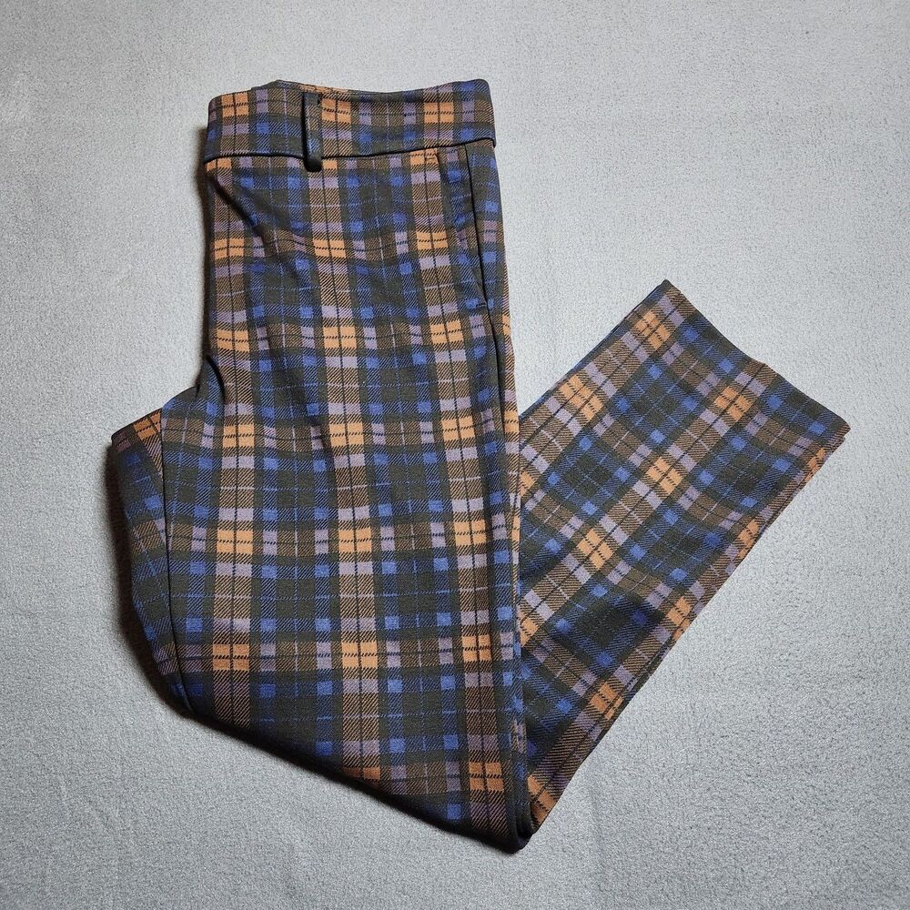 Ann Taylor Dress Pants Women 8 Plaid High Rise Slim Straight